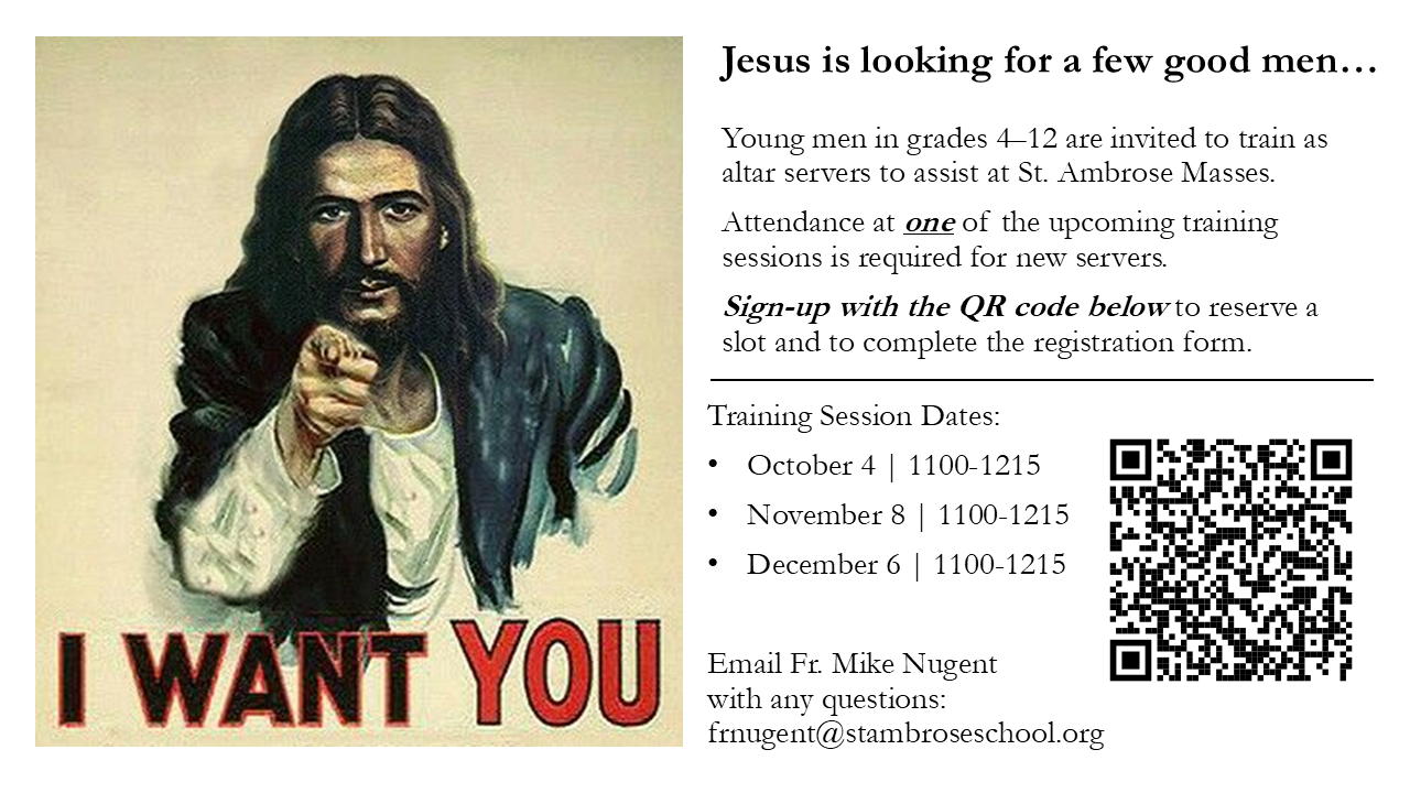 Altar Server Advertisement   Bulletin. Fall 2025
