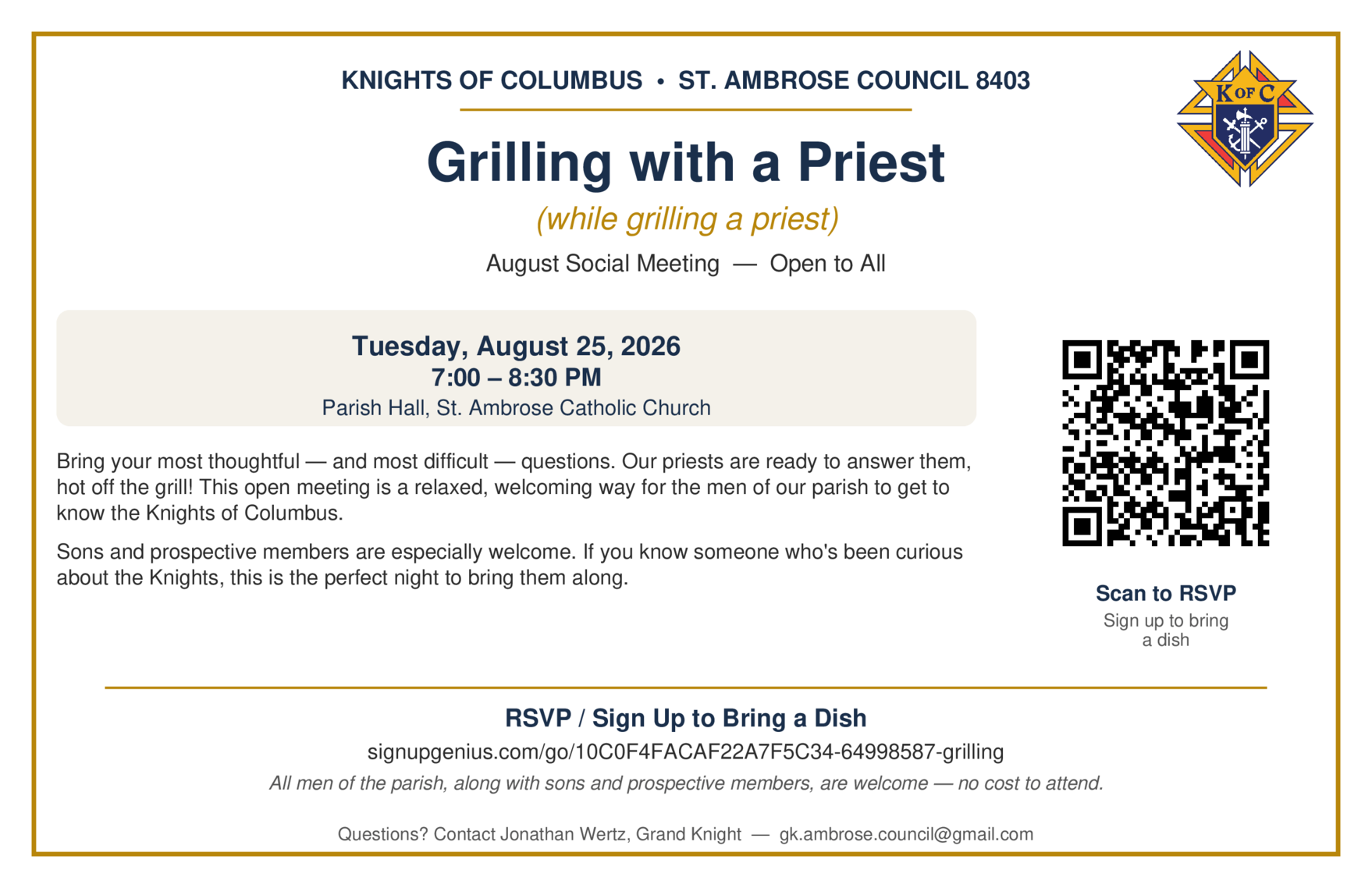 Grilling With A Priest Bulletin Insert